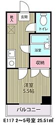 クレスト・ガーデニア 1Kの間取図画像