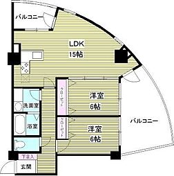 クリスタルタワー 2LDKの間取図画像