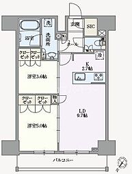 アジールコート塩浜キャナル 2LDKの間取図画像