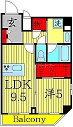 アルテシモエジス 1LDKの間取図画像