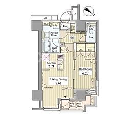 セレサ日本橋堀留町 1LDKの間取図画像