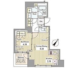 セレサ日本橋堀留町 1LDKの間取図画像
