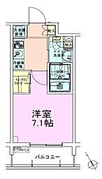 門前仲町レジデンス参番館 1Kの間取図画像