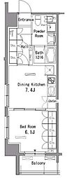パークアクシス東陽町 1DKの間取図画像