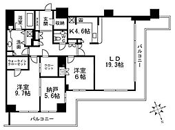 WComfortTowersWEST 2SLDKの間取図画像