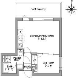 墨田区亀沢2丁目マンション 1LDKの間取図画像