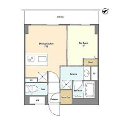 グランカーサ清澄白河 1DKの間取図画像