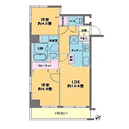 カスタリア浅草橋 2LDKの間取図画像