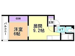 パークコート中島町 1LDKの間取図画像