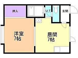 シティハウス2 1DKの間取図画像
