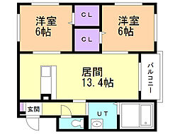 ニューピアザ 2LDKの間取図画像