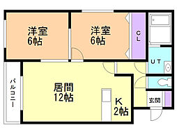 アビタ22コンフォート812 2LDKの間取図画像