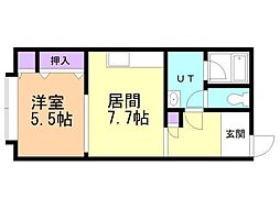 アーバンドムール 1DKの間取図画像