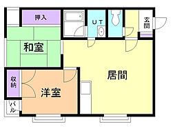 コーポプレジデント川原 2LDKの間取図画像
