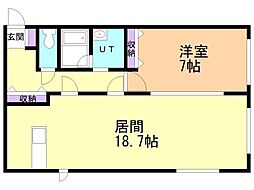 ガーデン人見 1LDKの間取図画像