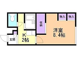 レオパレス日サルー時任町A 1Kの間取図画像