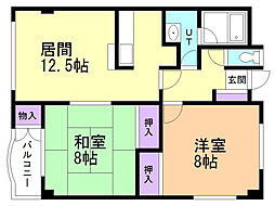 ロイヤルシャトー'88 2LDKの間取図画像