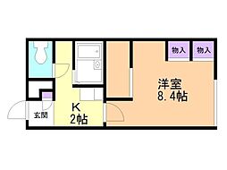 レオパレスドミール湯川 1Kの間取図画像