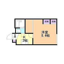 レオパレスシーサイド3 1Kの間取図画像