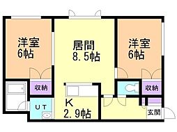 サン・オージェ 2LDKの間取図画像