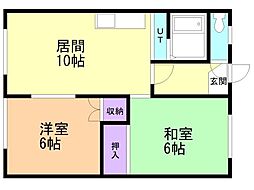 コーポ玲 2LDKの間取図画像