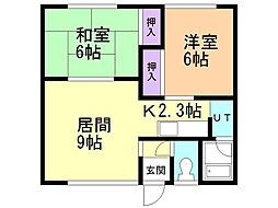 コーポサンシ2 2LDKの間取図画像