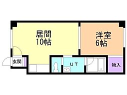 ピュアパレス的場3 1LDKの間取図画像