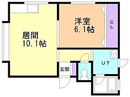 コーポおがさわら 1LDKの間取図画像