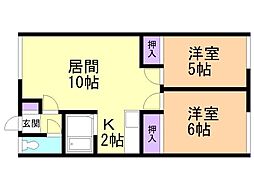 テーラマンション 2LDKの間取図画像