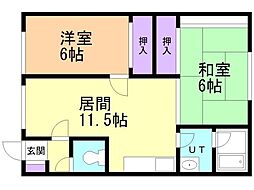 プラザ・クリプトメリア 2LDKの間取図画像