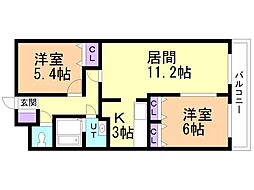 スワローズネスト 2LDKの間取図画像