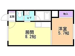 ピュアパレス昭和 1LDKの間取図画像