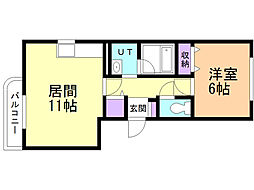 プリートミハラ 1LDKの間取図画像