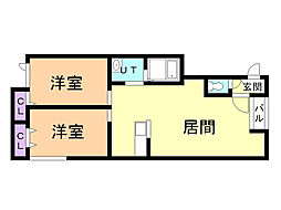 Space久根別1 2LDKの間取図画像