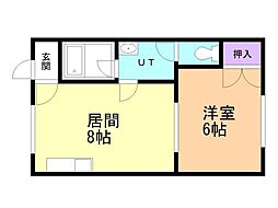 エリザベス鍛治壱番館 1LDKの間取図画像