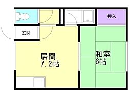クリエイト時任 1DKの間取図画像