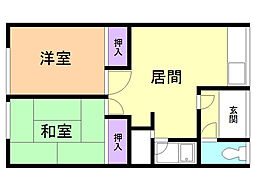 高村マンションNo.3 2LDKの間取図画像