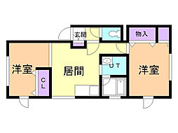 コーポラス富岡11号 2DKの間取図画像