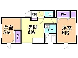 コーポラス富岡11号 2DKの間取図画像