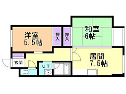 グランメールテルイ 2DKの間取図画像