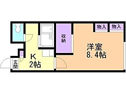 レオパレスドミール湯川 1Kの間取図画像