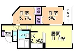 パレス21 2LDKの間取図画像