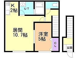 グローリー 1LDKの間取図画像
