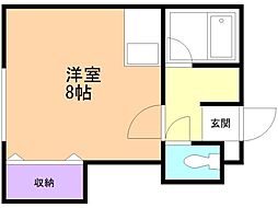 コーポラス上野 ワンルームの間取図画像