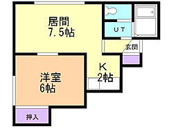 アーバンパレス雅 1DKの間取図画像