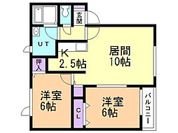 ハウス・コンフォートE 2LDKの間取図画像