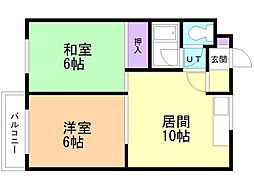 ルベール富岡 2LDKの間取図画像