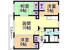 テレパレス函館柳 3LDKの間取図画像