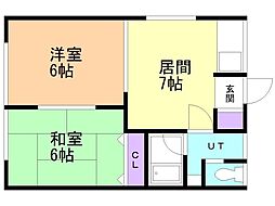 コーポスマイル 2DKの間取図画像