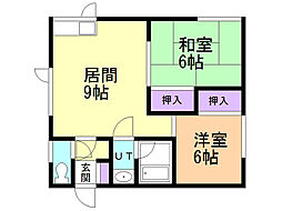 コーポナカムラNo.2 2LDKの間取図画像